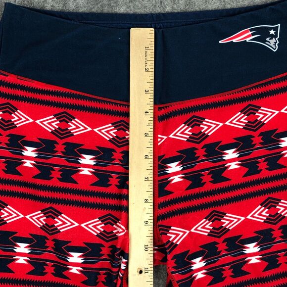 New England Patriots Womens Leggings Medium Red Blue Mid Rise Geometric Print - Picture 9 of 12